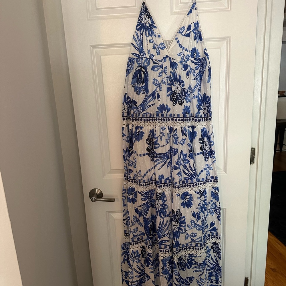 NWT FARM Rio Blue Floral Maxi Dress
